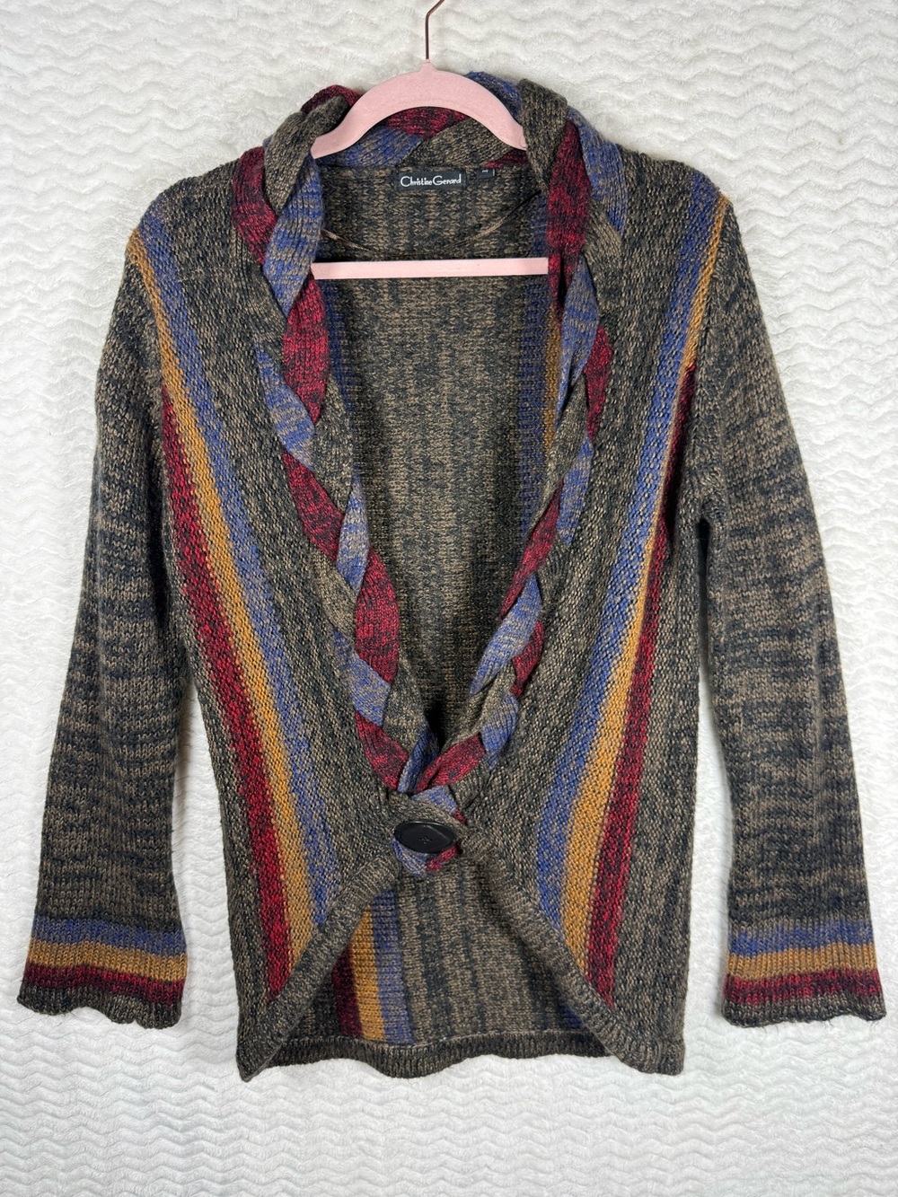 Christie Gerard Vintage Braided-Trim Striped Cardigan. The Colors love!!! 🧡🤩